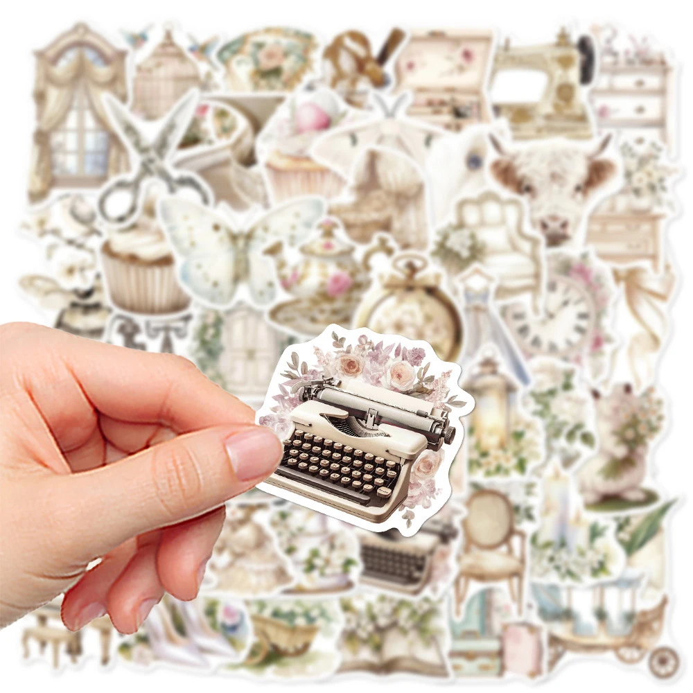 

10/30/50pcs INS White Art Flower Cute Cartoon Stickers Aesthetic Decals DIY Laptop Phone Fridge Car Decoration Sticker Kids Toys