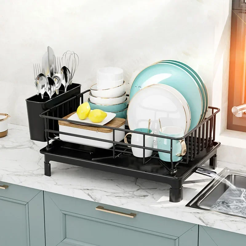

Single Layer Drain Bowl Rack With 360 ° Rotating Drainage Pipe Detachable And Easy To Clean Kitchen Countertop Storage Rack