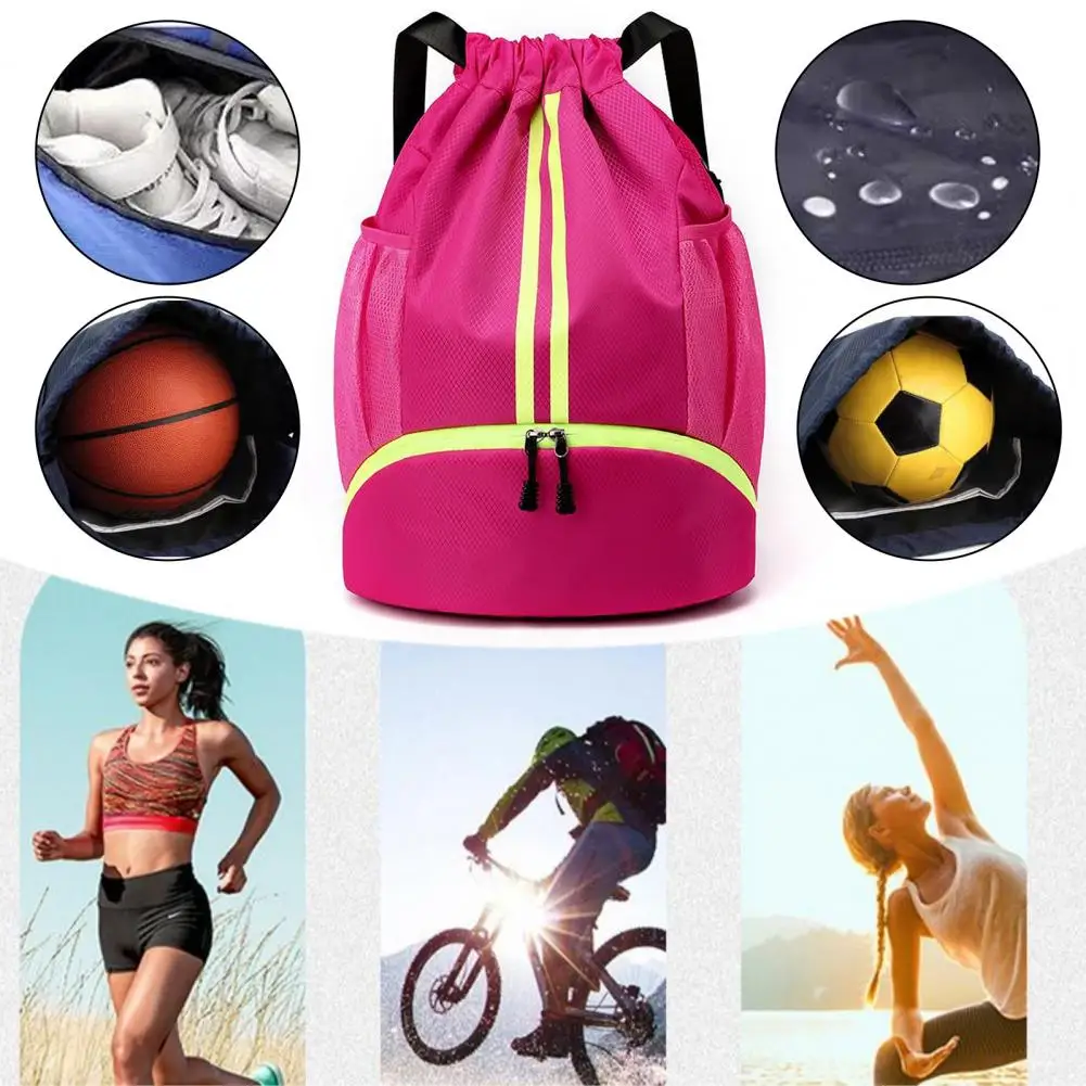 

Sports Backpack Secure Sports Backpack Waterproof Drawstring Gym Bag with Separate Shoe Compartment Capacity Soccer Basketball