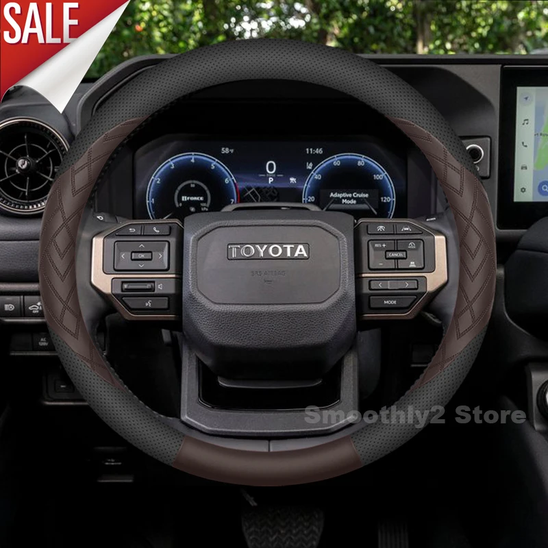 

leather Car Steering Wheel Cover For Toyota Land Cruiser lc250 lc300 120 2013-2025 Auto Toyota Land Cruiser Accessories 2025