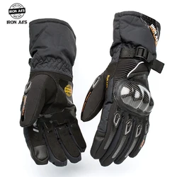 IRON JIA'S Guantes moto invierno hombre, Guantes motocross Impermeable Protección de fibra de carbono Cálido Pantalla táctil antideslizante