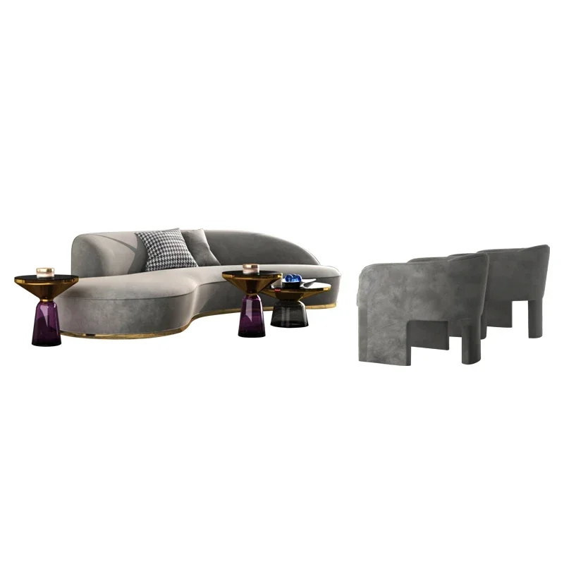 

1Italian Light Luxury Curved Sofa Living Room Business Meeting Negotiation Reception Leisure Sofa