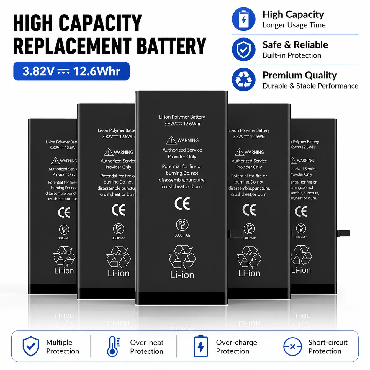 Stable Output Phone Spare Battery Replacement Part for iPhone 7 8 X XR XS 11 12 13 14 Pro Plus 5 6S Daily Mobile Use