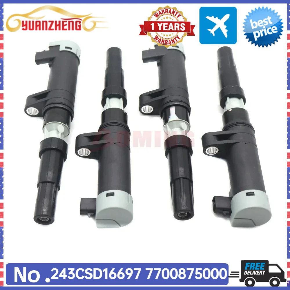 243CSD16697 4PCS Car Ignition Coil Kit For Renault Clio Megane Scenic Laguna F4P F4R K4J K4M 8200405098
