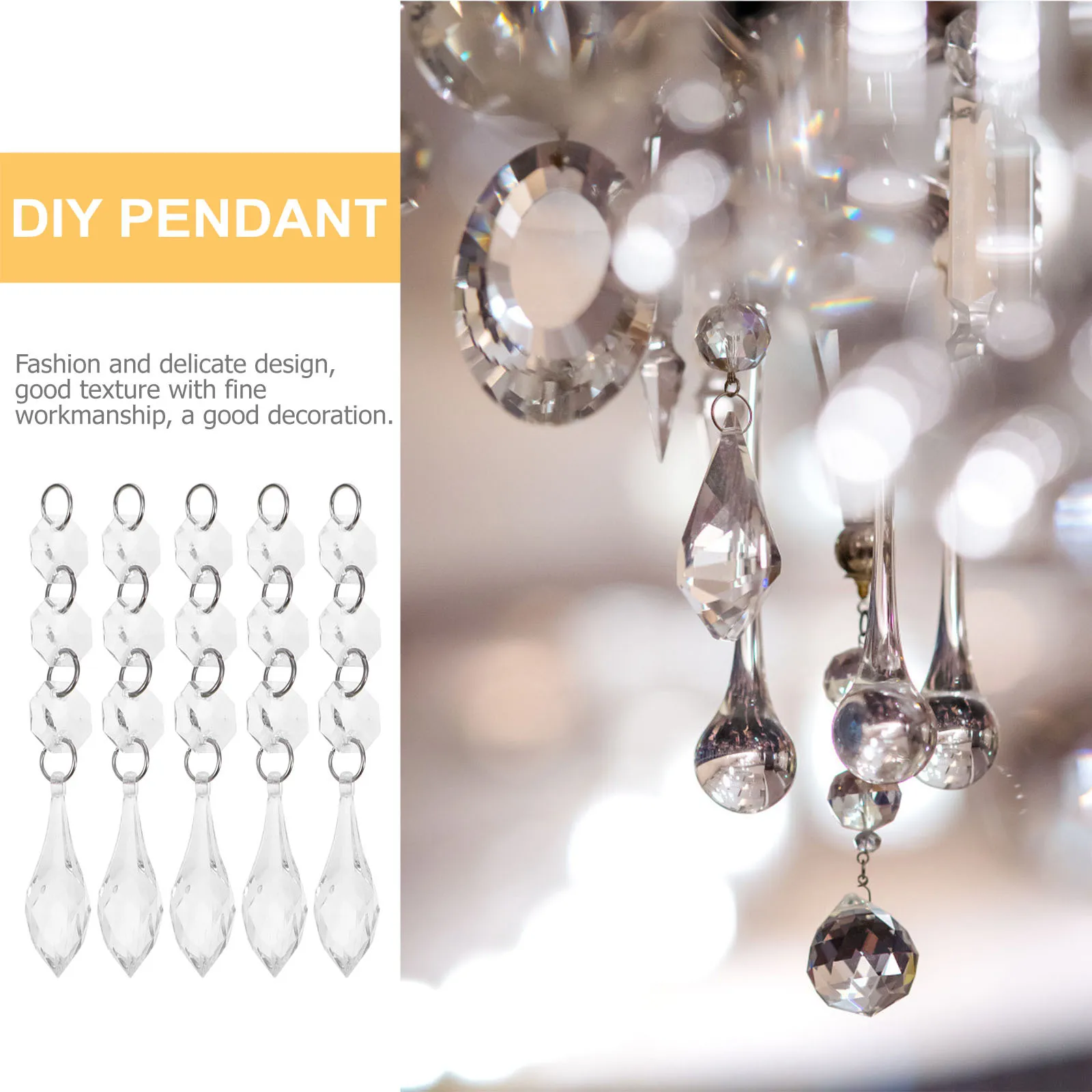 

20Pcs Crystal Beads Pendant Hanging Decorative Chain DIY Jewelry Craft for Wedding Christmas Home Decoration Decorative Pendant