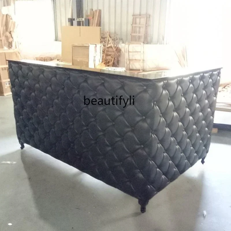 s8617Black U-Shaped Reception Table Beauty Salon Cashier Clothing Wedding Shop Company Paint Reception Desk