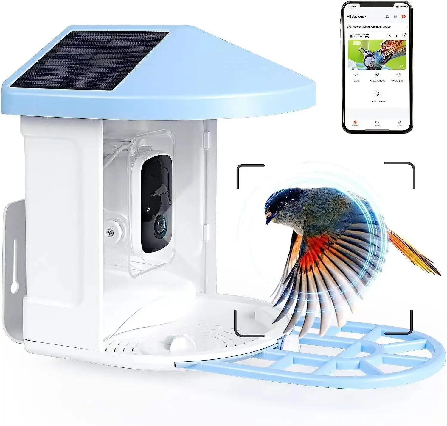 IP66 2MP Smart Bird House Feeder with Camera Solar Panel Remote Viewing AI Identification Outdoor Wildlife Monitoring Camera