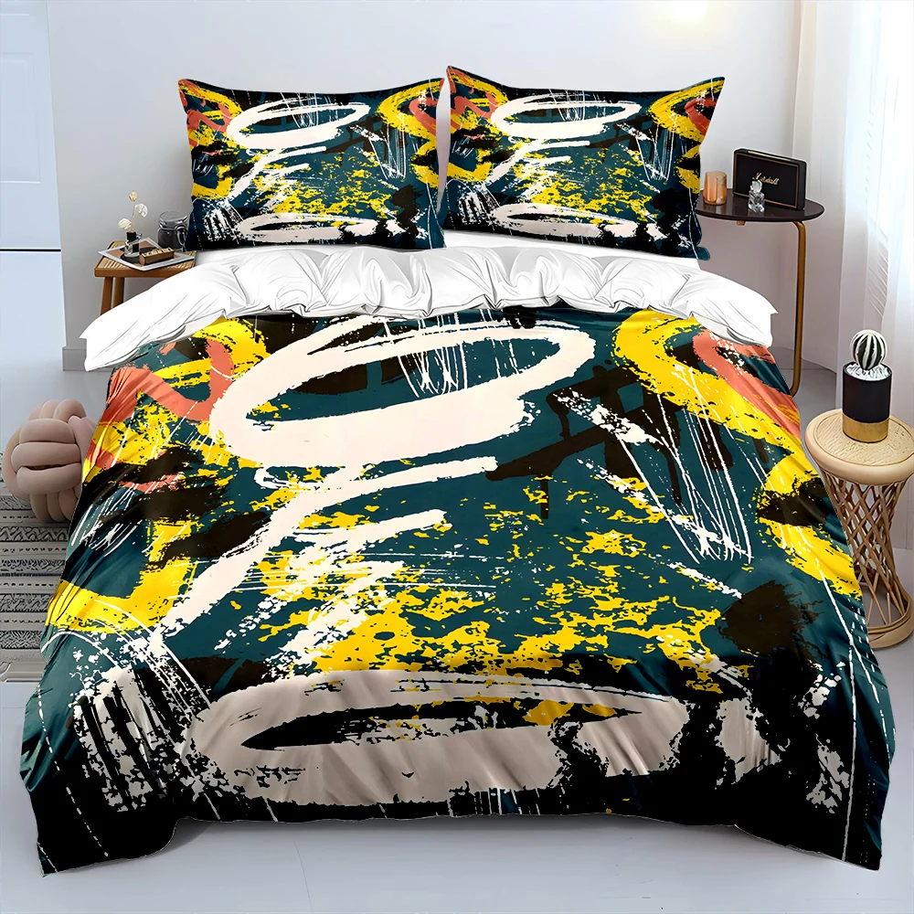 

Abstract graffiti art with vibrant colors Bedding Set for Kids Luxury Gift 3pcs Digital Print Comforter Set Soft Comfortable