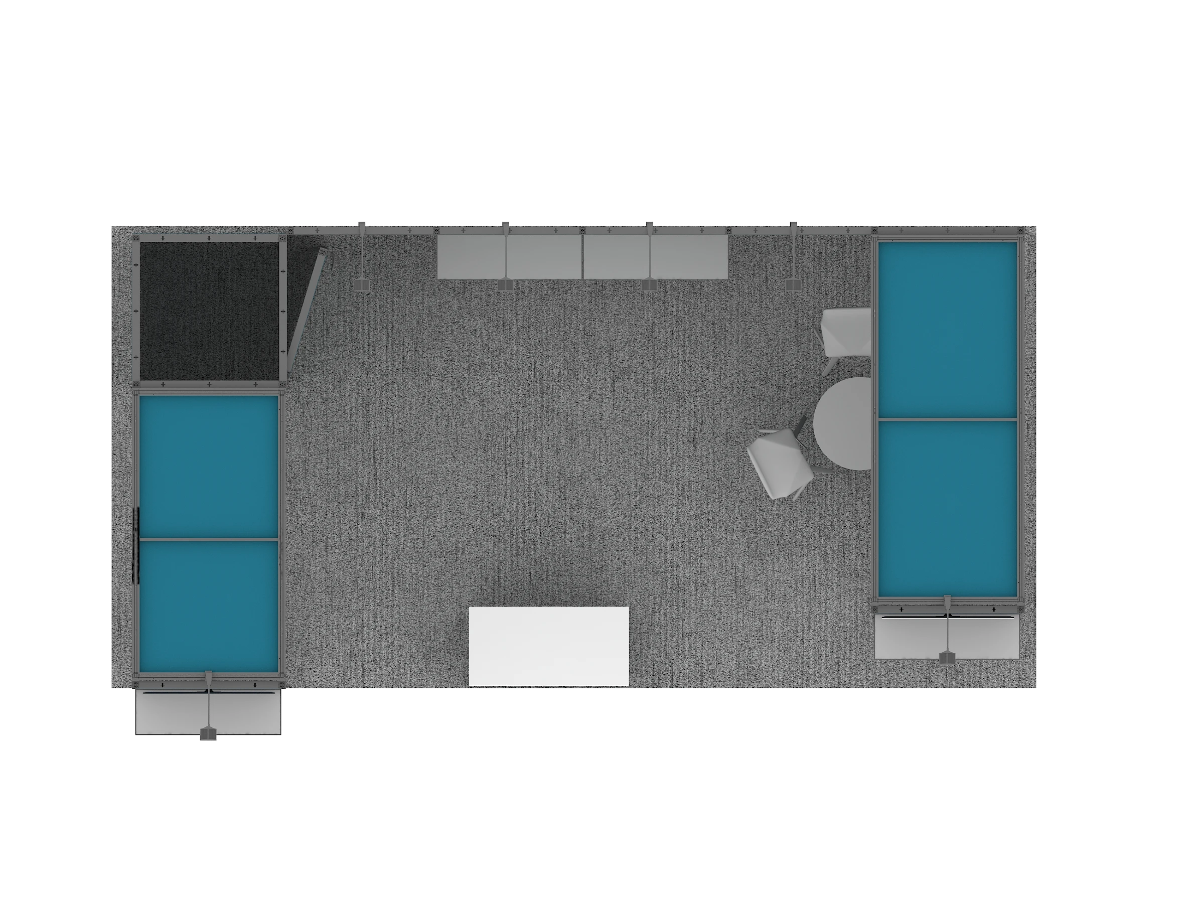 Cabina per esposizioni commerciali con grafica personalizzata modulare in alluminio per sala di stoccaggio 10x20 con TV