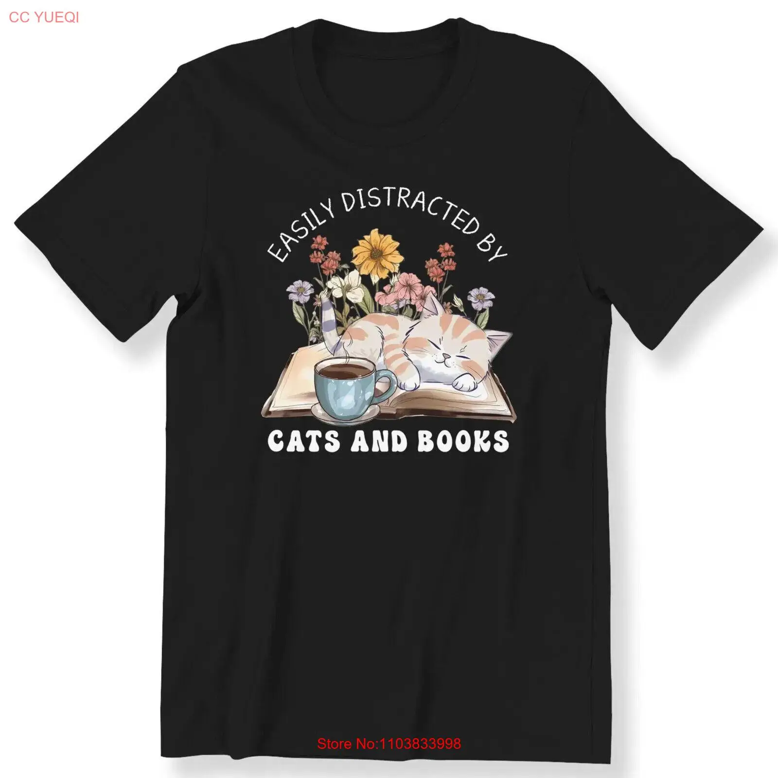 Cats and Books Unisex T-Shirt Book Lovers Gift Shirt Size S-5XL