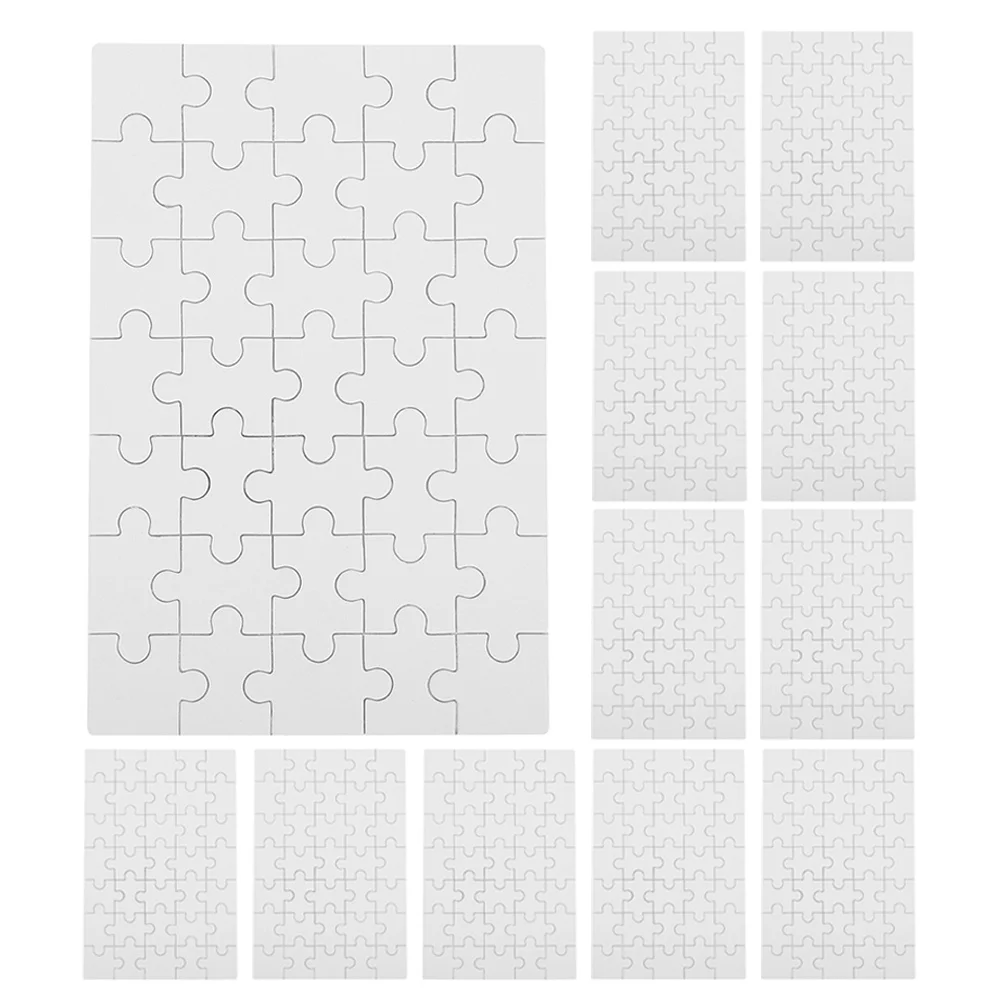 12 قطعة بانوراما فارغة التسامي الفراغات الأبيض Diy بها بنفسك نقل الحرارة الحرفية للأطفال لعبة تعليمية خشبية لغز قطع التسامي #6