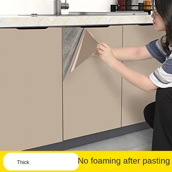 Armários de cozinha à prova dwaterproof água à prova de óleo auto-adesivo papel de parede de vinil engrossado pvc contato porta de mesa móveis adesivos