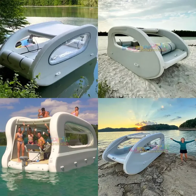 Family Leisure Solar Electric Inflatable Boat for River Rafting and Water Play Floating House Facility