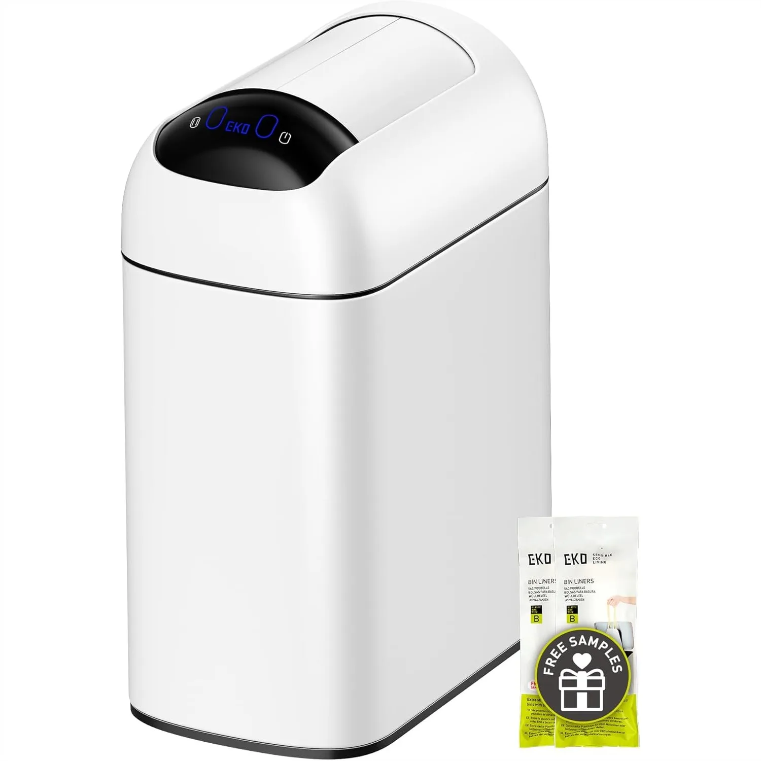 

Slim Sensor Trash Can 2.6 Gallon Touchless Garbage Bin with Soft-Close Retractable Lid, Motion Sensor Stainless Steel for