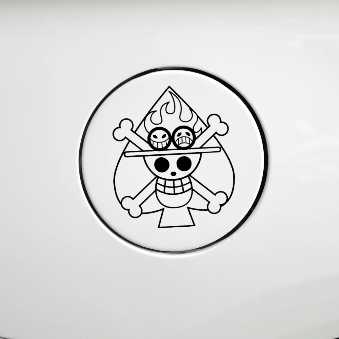 Car Stickers Portgas D Ace Spade Pirates One Piece Anime Reflective Decals For Fuel Tank Cap Cover Windshield Trunk Motorcycles view 2