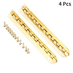 4Pcs Golden Metal Hinges 100m*9mm Mini Long Gold Hinge Furniture Fittings W/ Screws Cabinet Jewelry Box Wooden Case Vintage