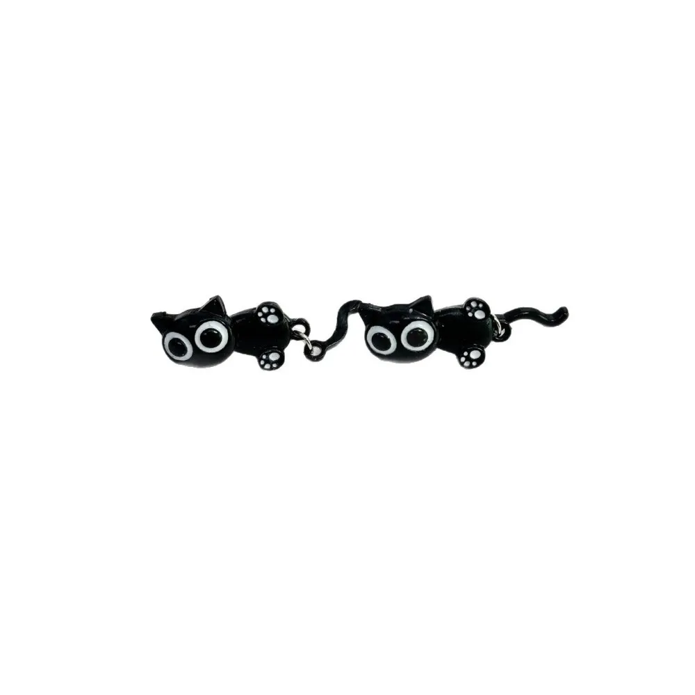 Fashion Simple Black Cat Earrings Cute Light Luxury Black Cat Ear Studs Sweet Temperament Cartoon Earrings Spring Summer