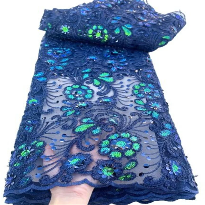 

Blue Fashion French Tulle Lace Fabric 2023 Green High Quality Nigerian Wedding Rhinestone Embroidery African Lace Fabric