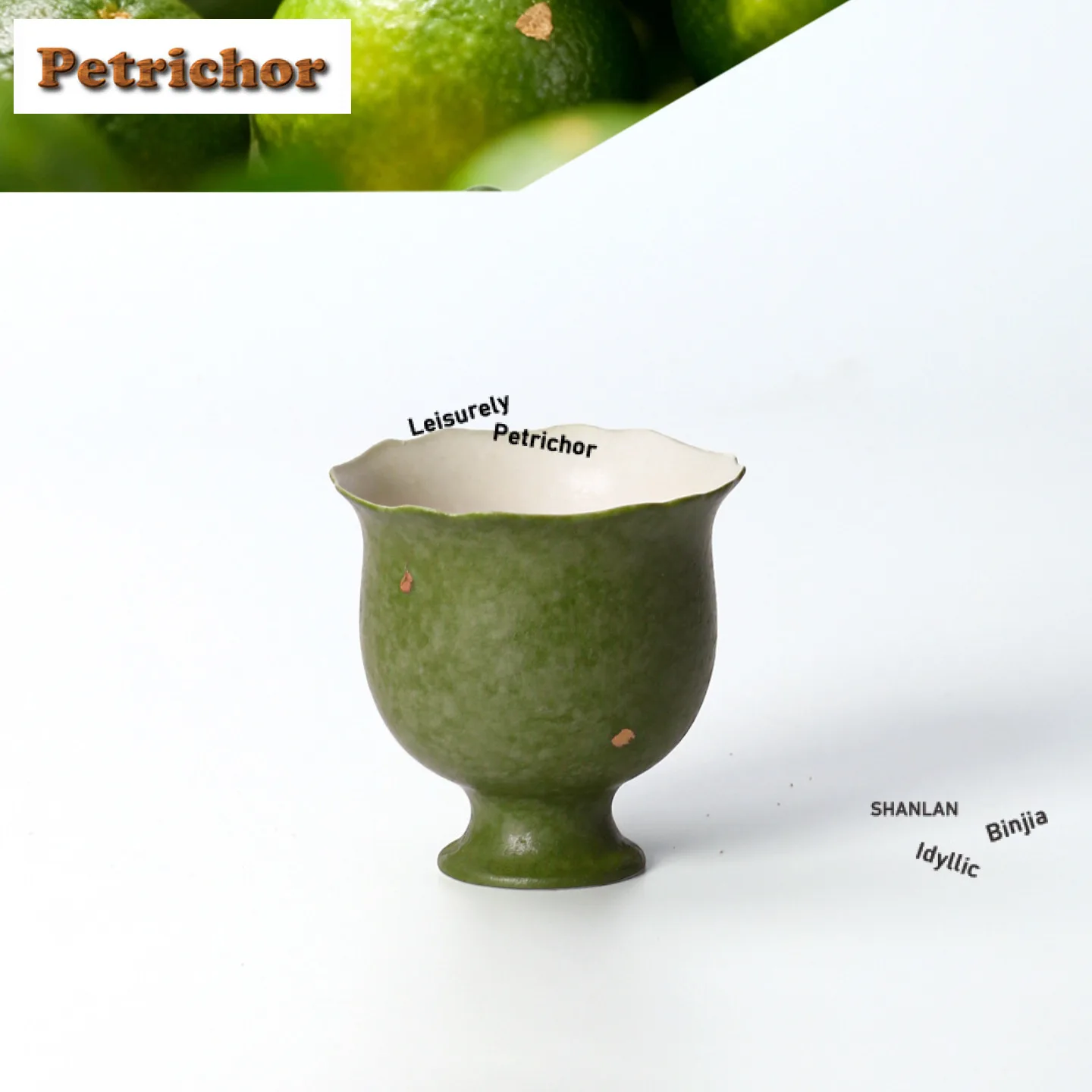 

2pc/lot Sprinkled Gold Orange Green High Foot Teacup Vintage Tea Bowl Mug Tea-tasting Smelling Cup Chazhan Master Cups Cha 90ml