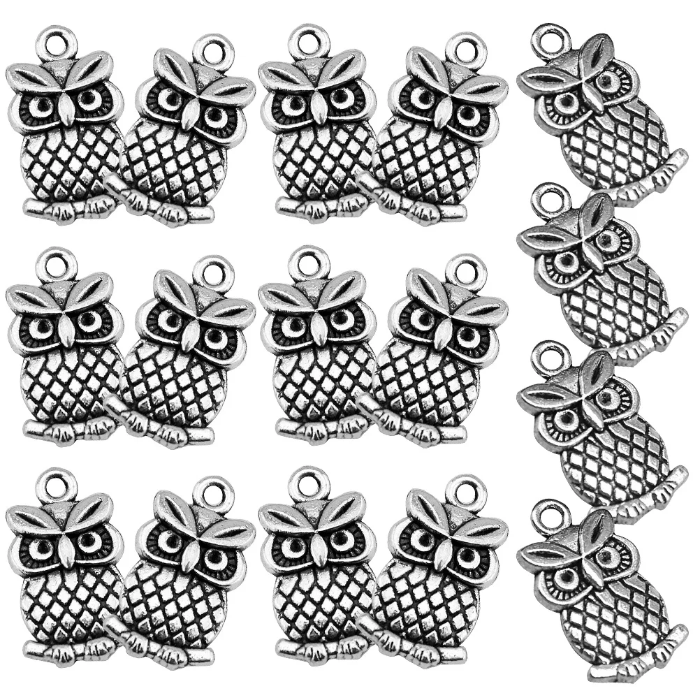 

50Pcs Owl Pendant Charms DIY Necklace Bracelet Making Jewelry Decorative Pendants Creative Gifts Owl Pendant Metal Charms
