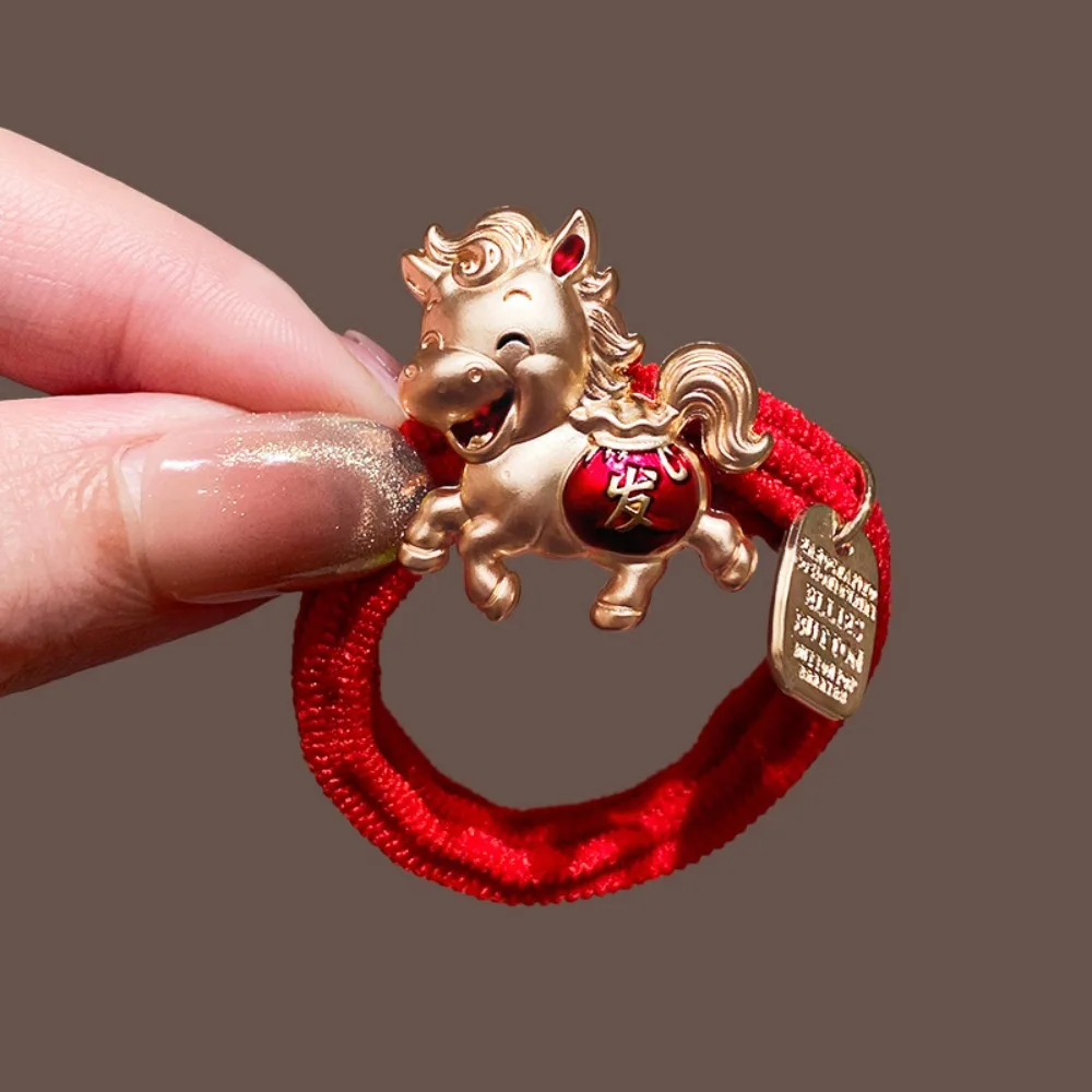 

Red Rope New Year Red Hair Rope Alloy 2026 Horse Year Rubber Band Chinese Style Hair Accessories New Year Headwear