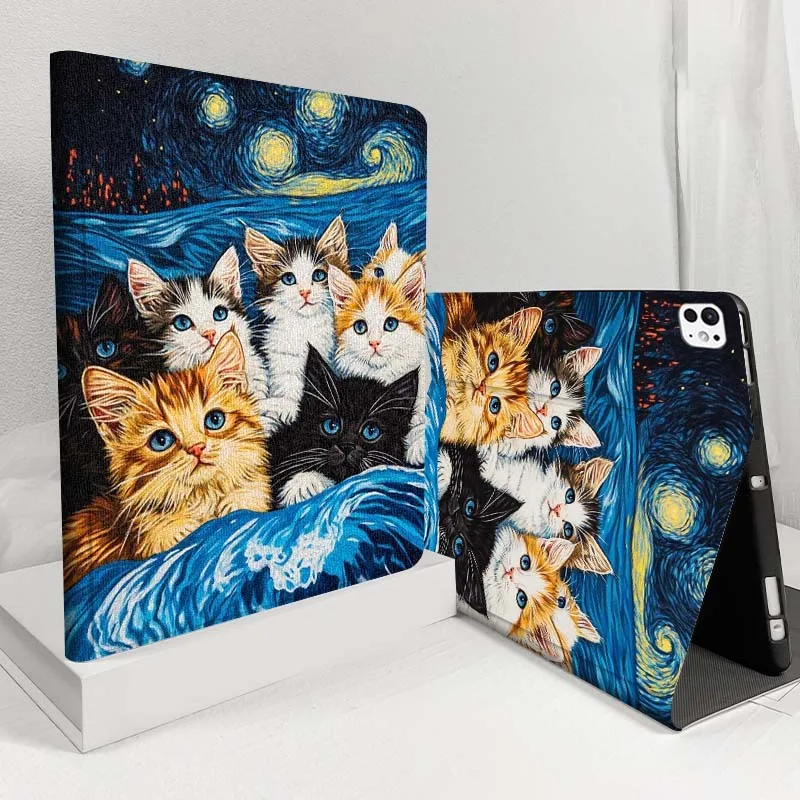 

Kittens starryNight sky For iPad Pro Air 5 4 3 13 11 8 7 6 5 10th 7th 6th 10.5 12.9 10.9 Tablet Case