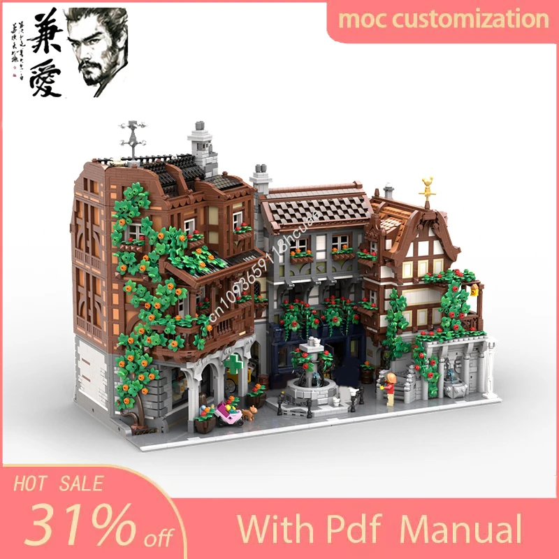 Moc personalizado edifício modular cidade velha vista de rua modelo bloco de construção diy montagem criativa tijolos educativos brinquedos presente do miúdo