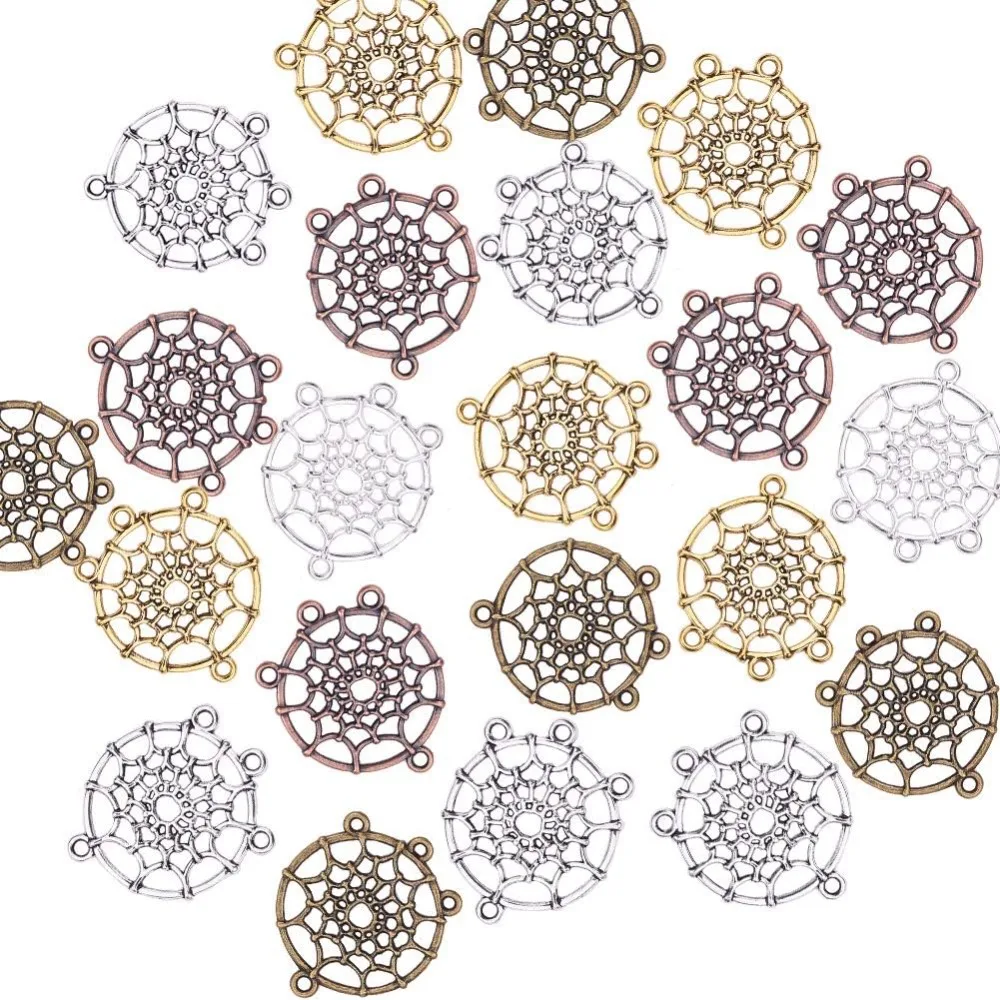 40Pcs 5 Color Dream Catcher Connectors Charms Pendants 34x28mm Style Chandelier Components Links for DIY Dangle Earring view 4