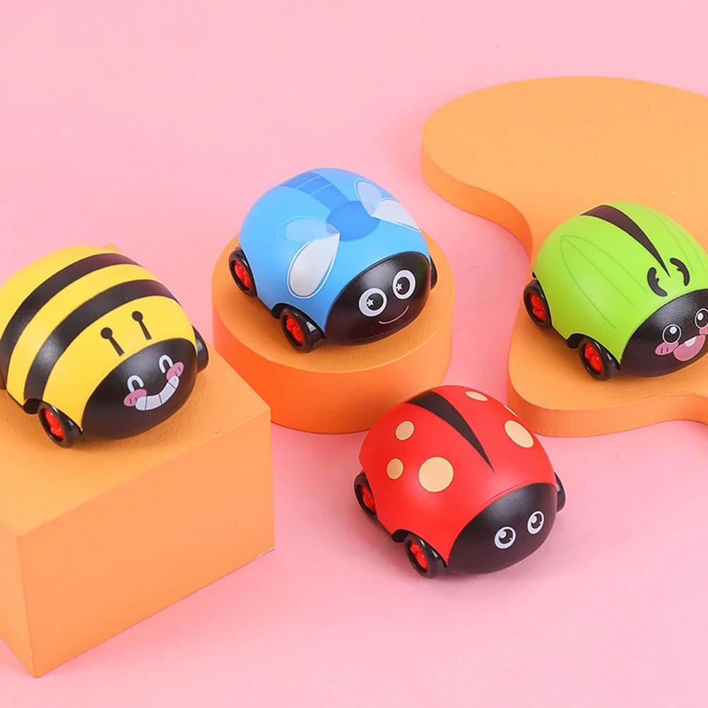 4 Pcs Car Ladybug Pull Back Preschool Children’s Toys Dinosaur Games Abs Shaped