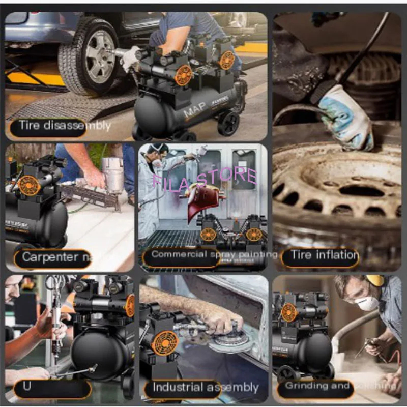 ضاغط هواء صامت 3180 واط 40L للمنزل إصلاح السيارات الإطارات التضخم الطلاء رش مضخة هواء محمولة