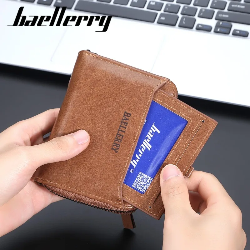 Baellerry Classic Style Wallet Genuine Leather Men Wallets Short Male Purse Card Holder Wallet Men Fashion High Quality
