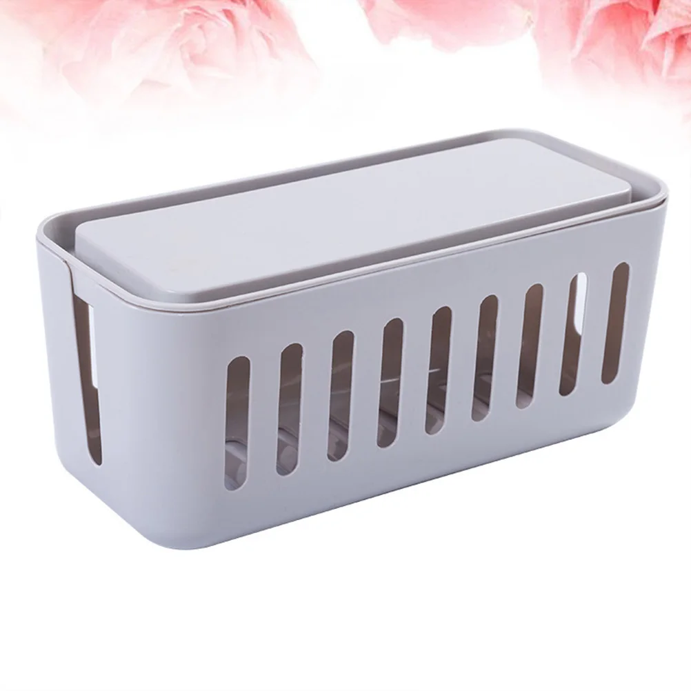 Large Cable Storage Box Multifunctional Power Strip Organizer with Lid Cord Hider for Home Office Desk Wire Management