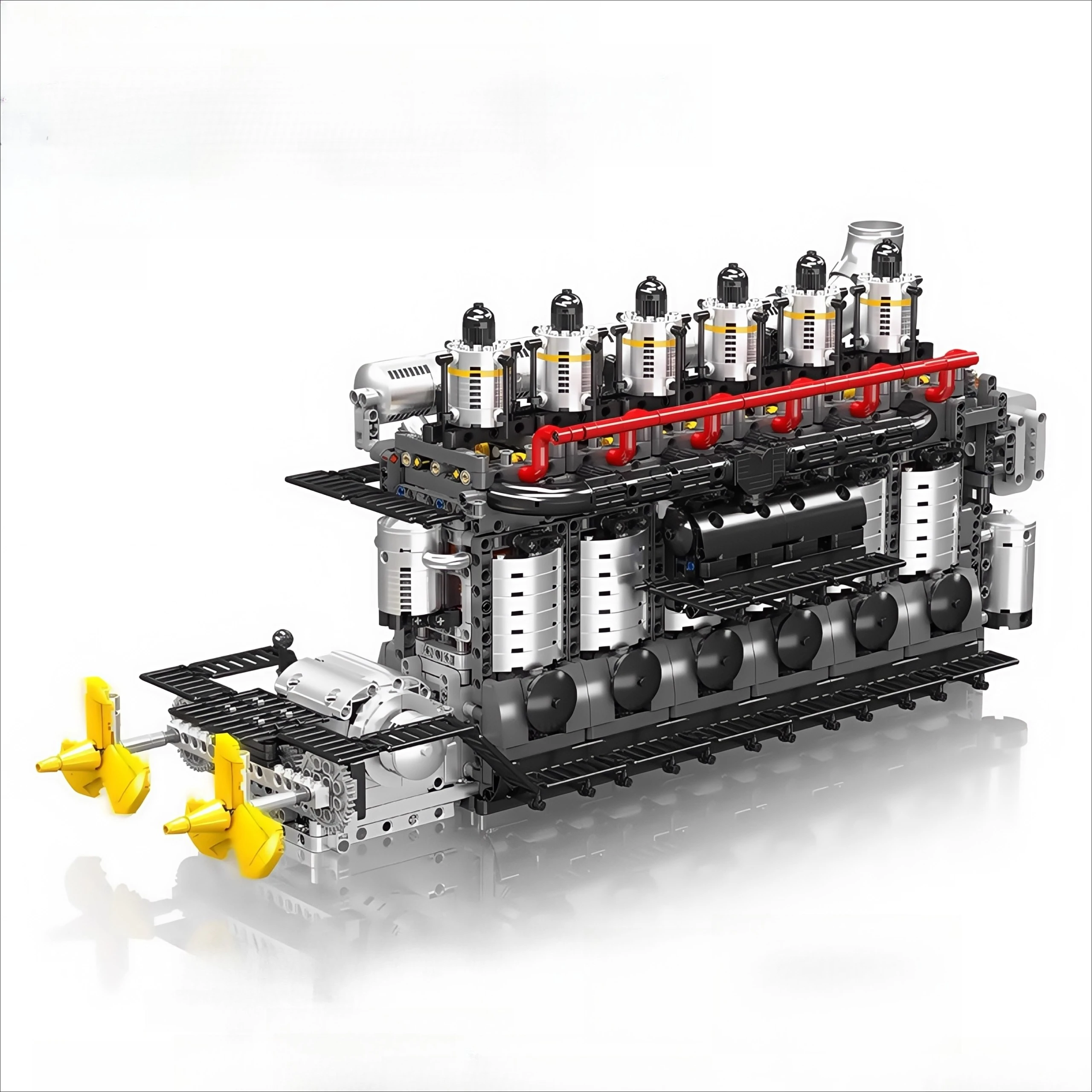 

Aircraft Carrier V6 Engine Assembly Model Motor Drive Simulation Gearbox Assembly Building Block Toy