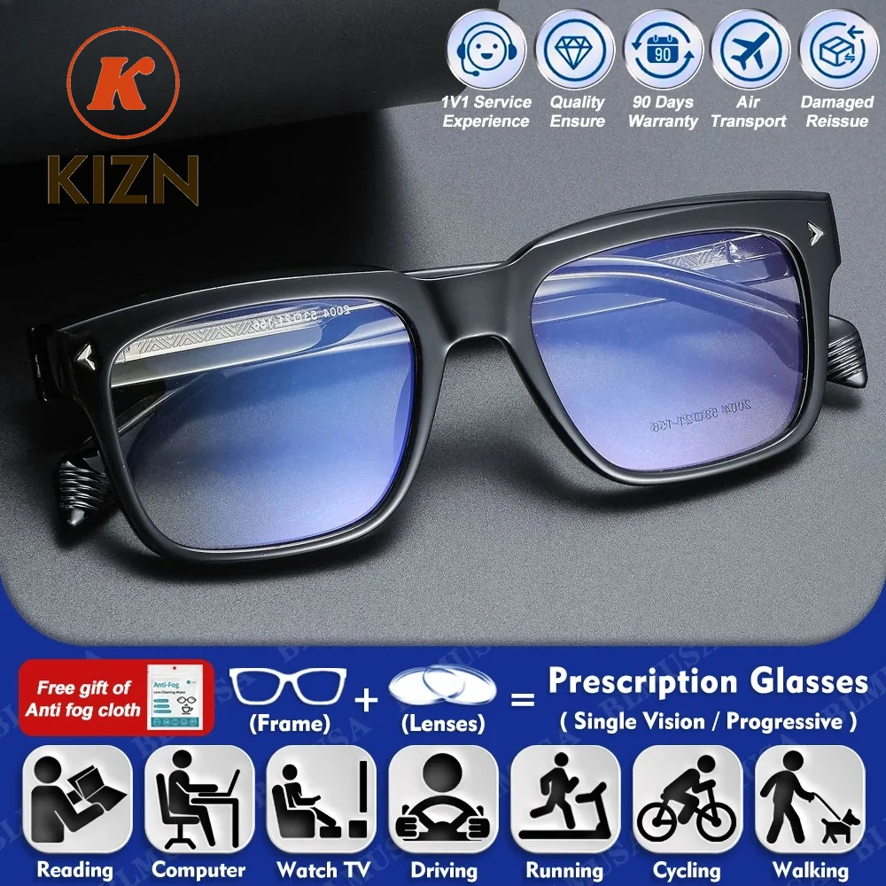 

Очки для чтения KIZN (M) для мужчин, деловой стиль, квадратная оправа, с диоптриями, классические, с защитой от синего света, прогрессивные, для офиса