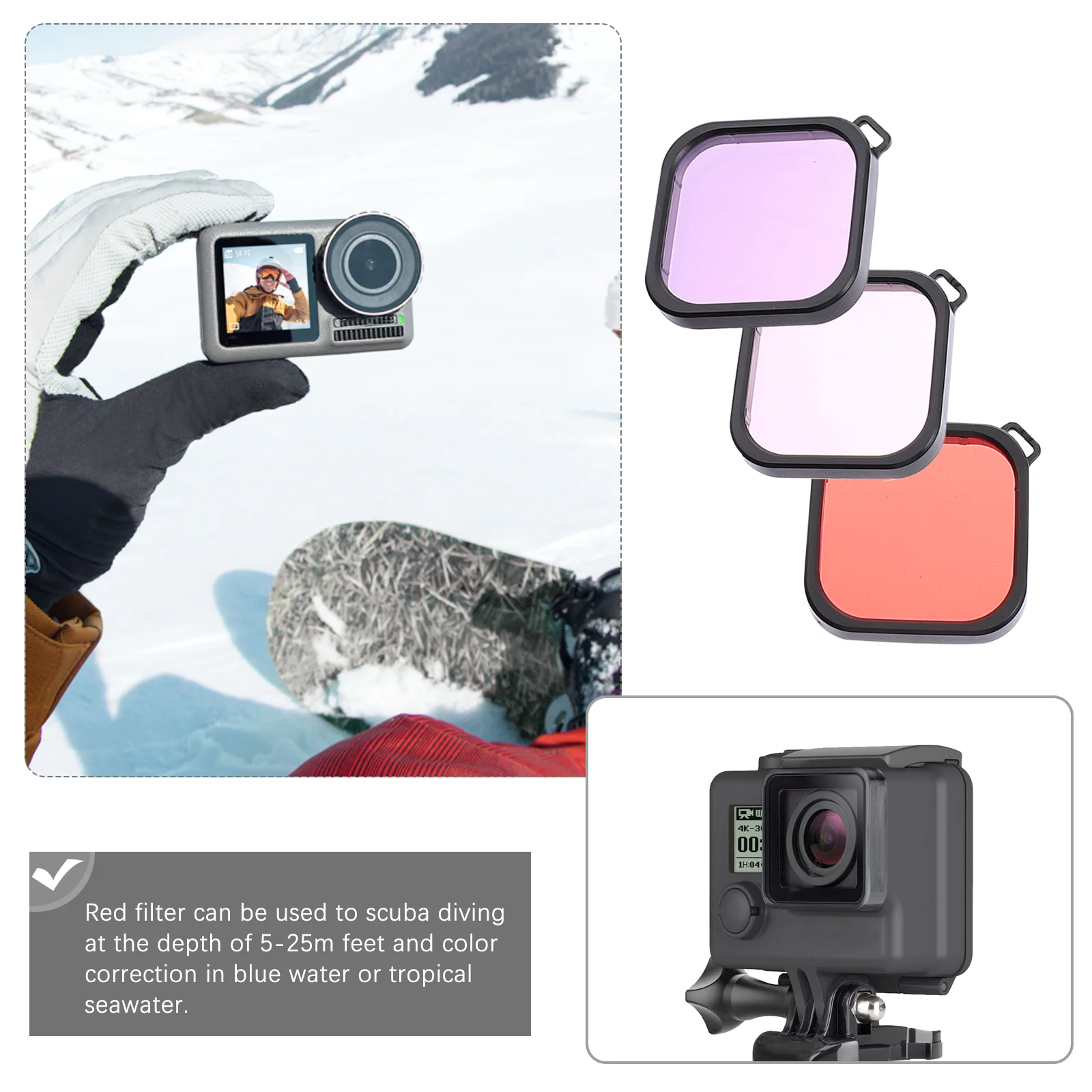 

3 Pcs Lens Filter Plastic Dive Diving Housing Protective Case Waterproof Goggles
