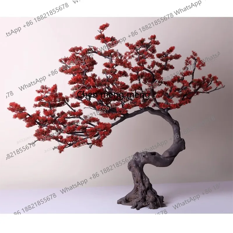 

N178 Simulation red leaf welcome pine ornament large floor pine landscape fake tree hotel decoration