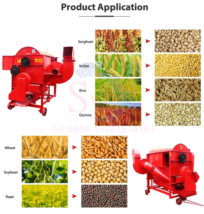 Paddy Rice And Wheat Gain Soybean Large Thresher Machine Mobile Gasoline Or Diesel Sorghum Millet Rapeseed Threshing Equipment