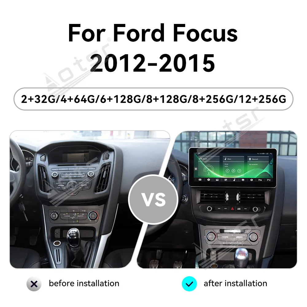Android Car Stereo Head Unit For Ford Focus MK3 2012~2015 Multimedia Video Receiver Wireless CarPlay Android Auto Audio Player
