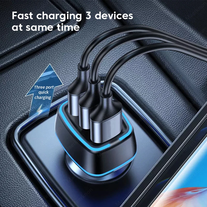 USB Car Charger 35W 3 Ports Fast Charging Car Phone Charger Adapter For iPhone 14 Samsung Xiaomi Quick Charge 3.0 Charger In Car