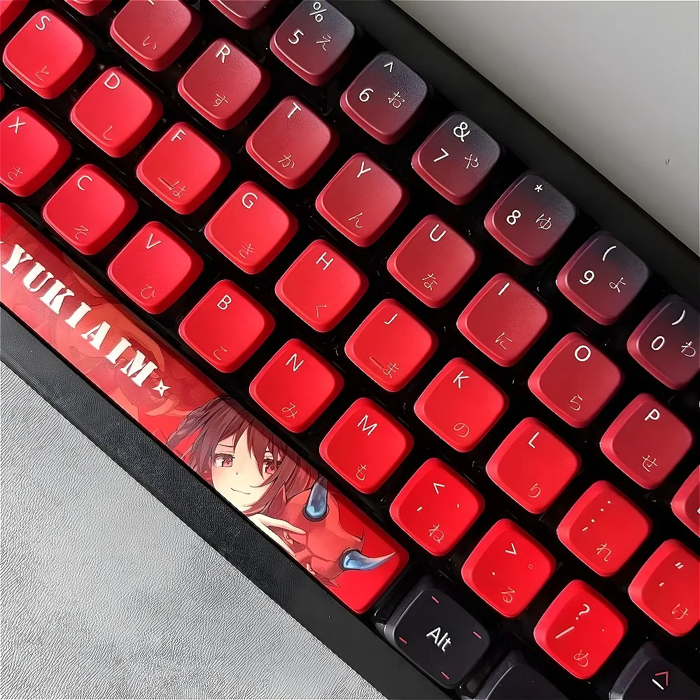 Red MDA Keycap Set, PBT e PC, 122 Chaves, Personalidade, Tema Anime, Adequado para 61, 87, 104, 108 Teclado Mecânico