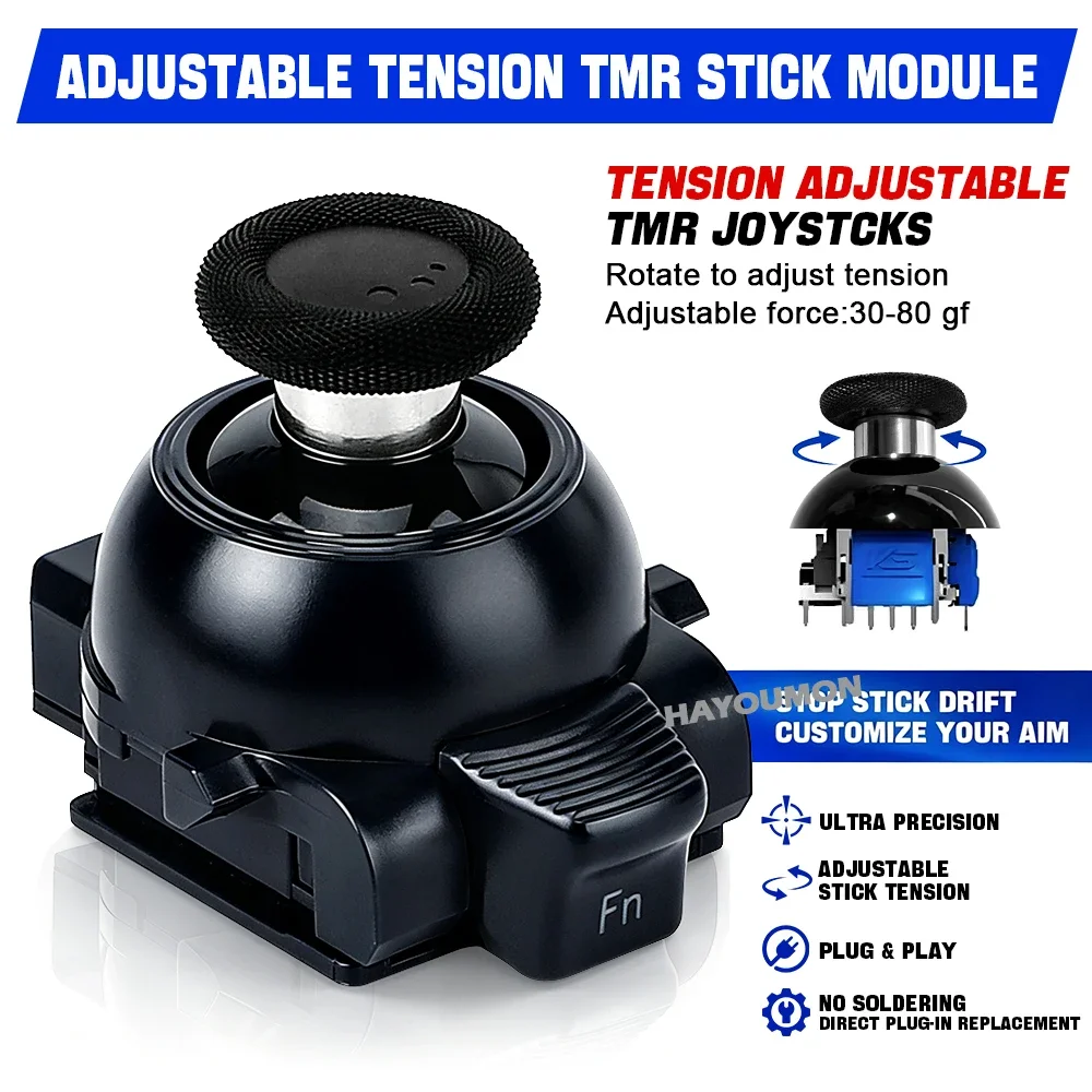 For PS5 Edge Controller Adjustable Tension TMR Joystick Stick Module Analog Rocker Solve Drift Regain Pro-Grade Sensitive Accura