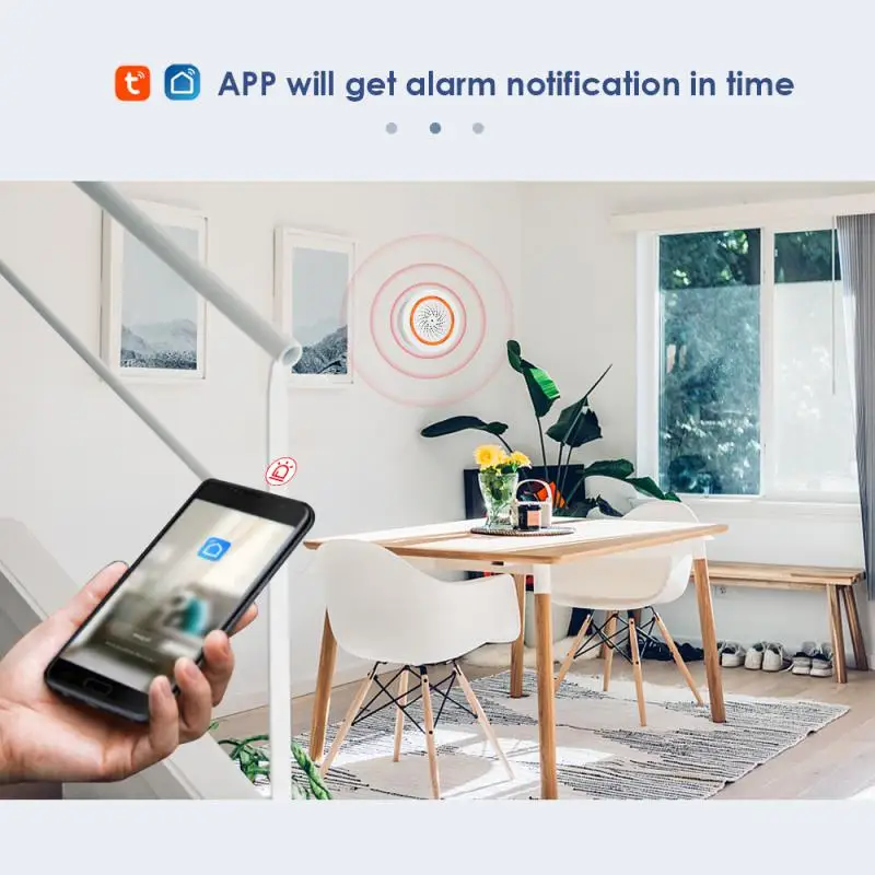 Sound Lichtsensor 90db 40m Sirene 2 in 1 Sensor USB Innen eingebaute Sirene Alarm Tuya Smart Smart Home