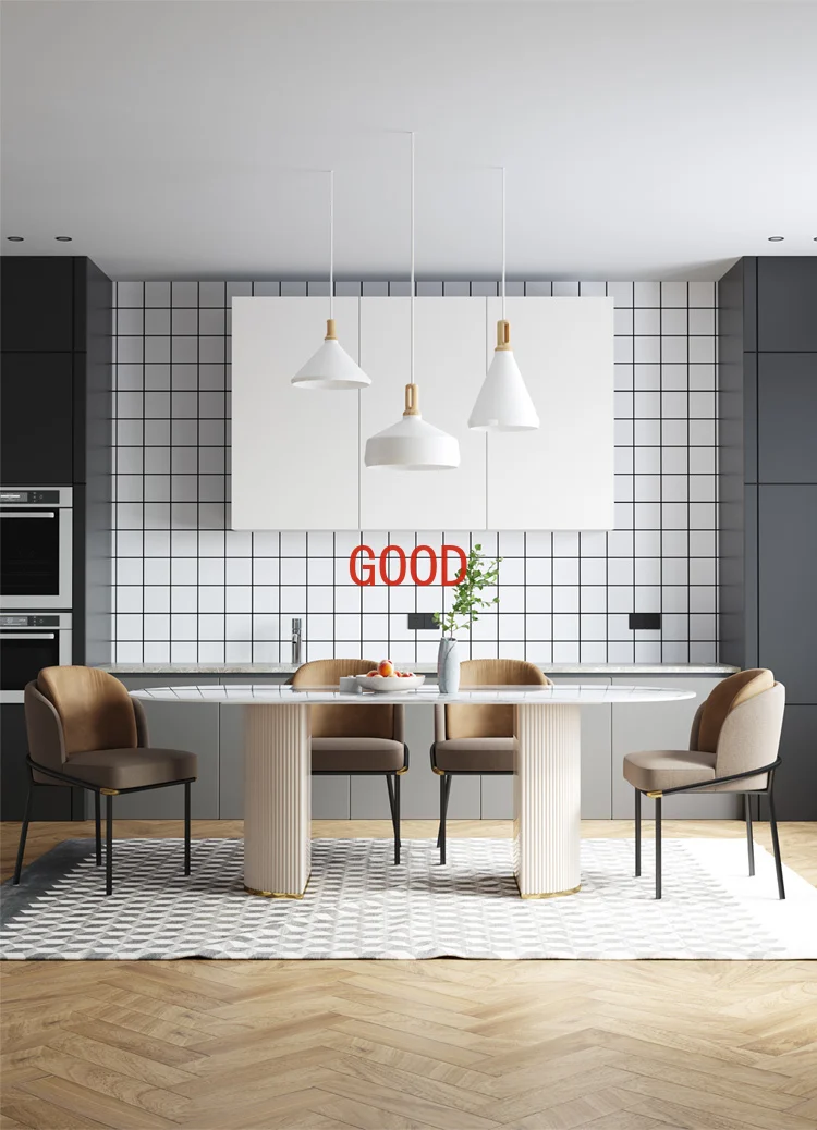 

Яркая каменная тарелка, обеденный стол, домашний современный комбинированный обеденный стол, прямоугольный скандинавский роскошный обеденный стол