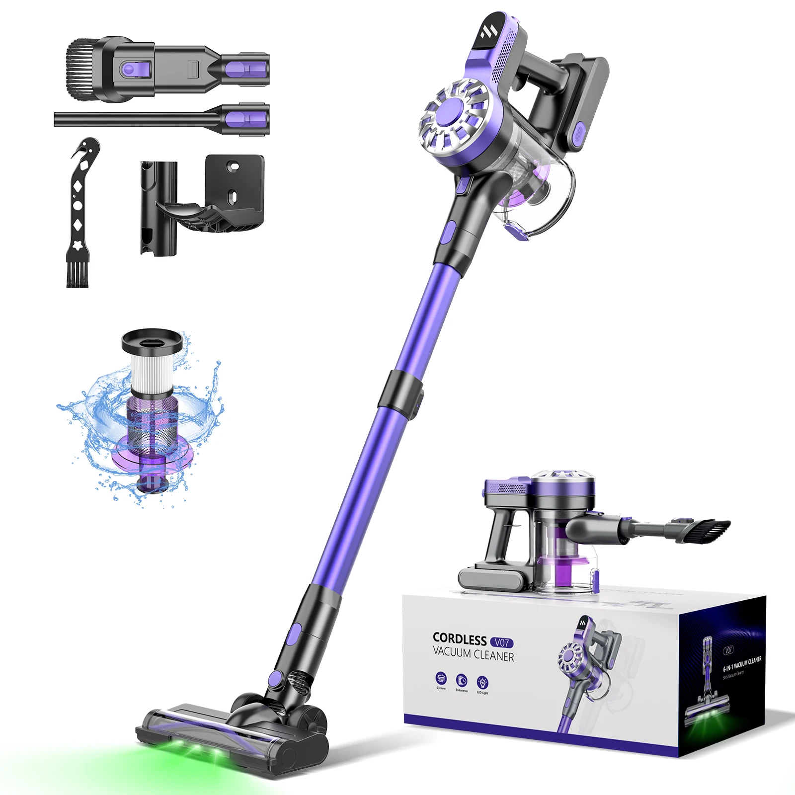 

Hot Selling Powerful 20Kpa Suction Portable Wireless Cordless LED Lights 40 Min Runtime Handheld V07 Cordless Vacuum Cleaner