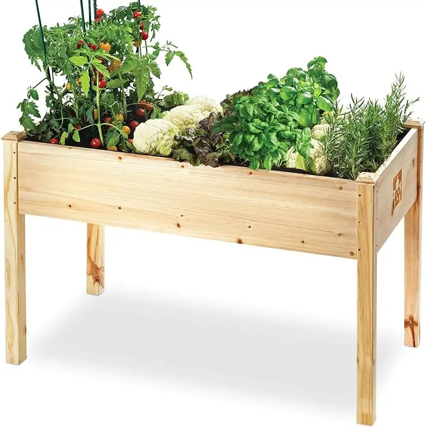 

Raised Garden Bed -48x24x30in Elevated Wood Planter Box with Bed Liner for Backyard, Patio, Natural Cedar Planter Box with Legs