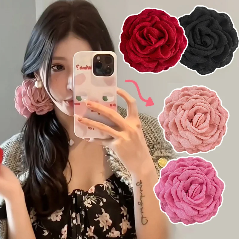 Rose Large Grab Clip para Feminino, Flower Headdress, Hair Clips, Hair Accessories