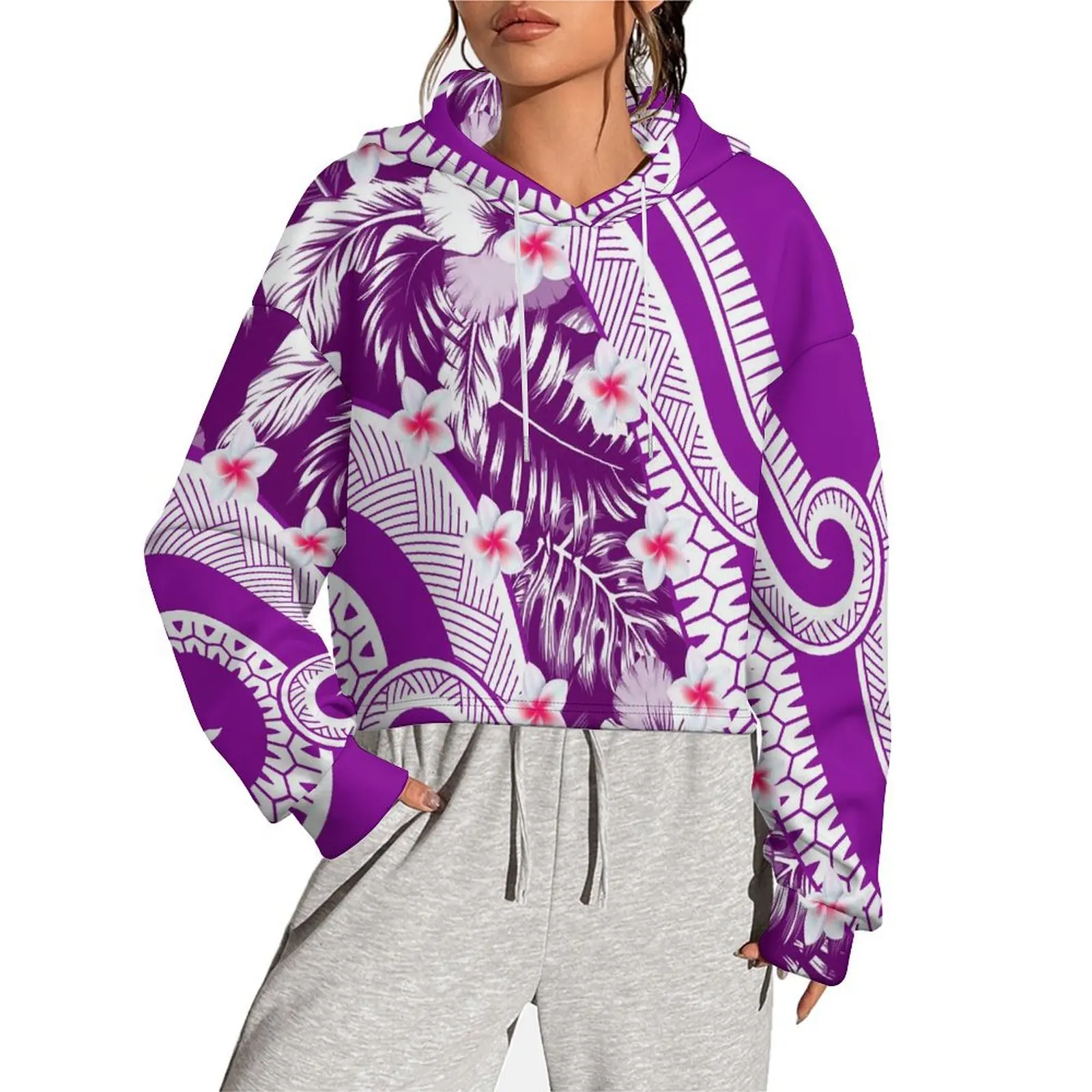 Custom Your Own Logo Print Women  Hoodies Sweatshirts Pullover New Polynesian  Oversized Hoodie