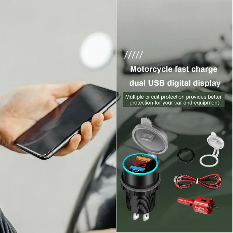 Universal Motorcycle USB Charger Socket Waterproof Cell Phone Quick Charger Power Adapter For Motobikes Electronics Accessories