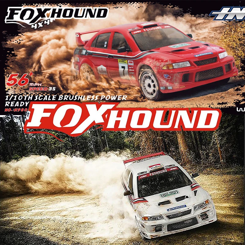 HNR H9804 FOXHOUND Brushless Rally Car 1/10 RC Electric Remote Control Model Off-Road Car 2.4GHz 4WD RTR Adult Kids Toys