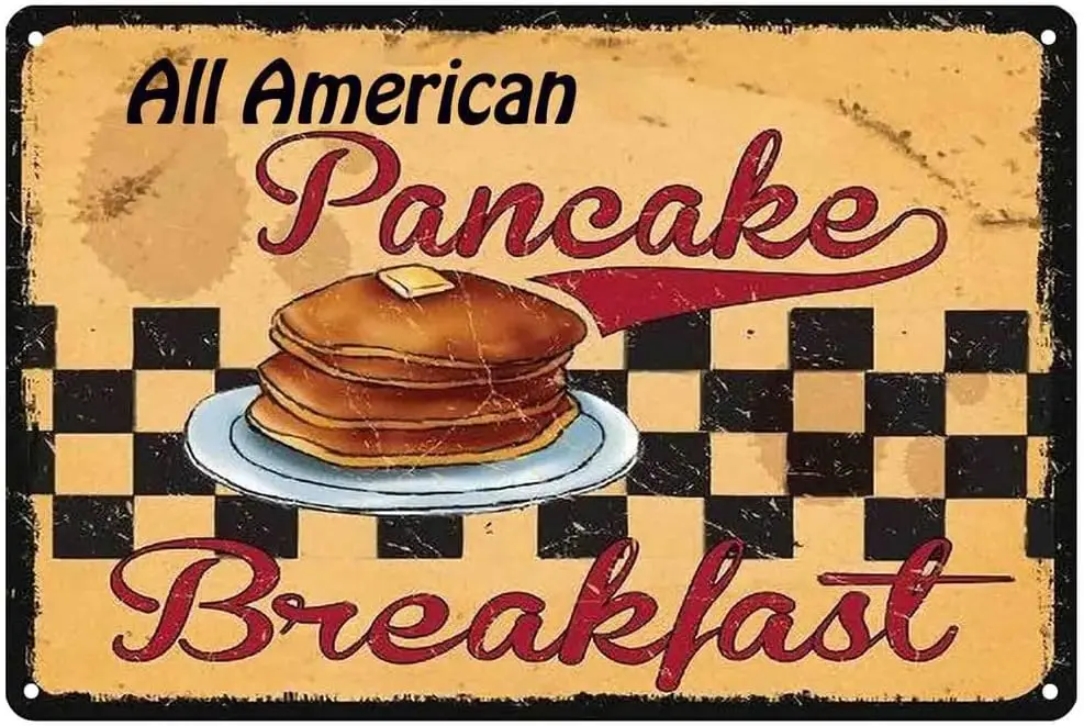 Винтажные знаки на завтрак в виде блинов, Настенный декор, металлическая вывеска, уличные Ретро оловянные знаки для кухни, дома, ресторана, супермаркет 8x12